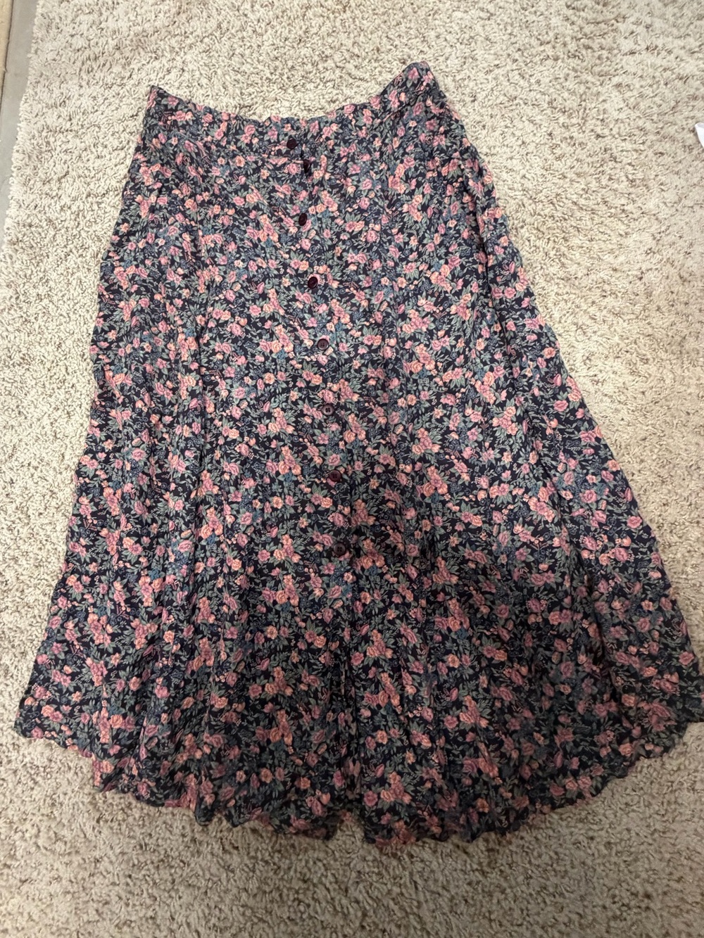 New York Style Size 10ish Button Front Floral Midi Skirt